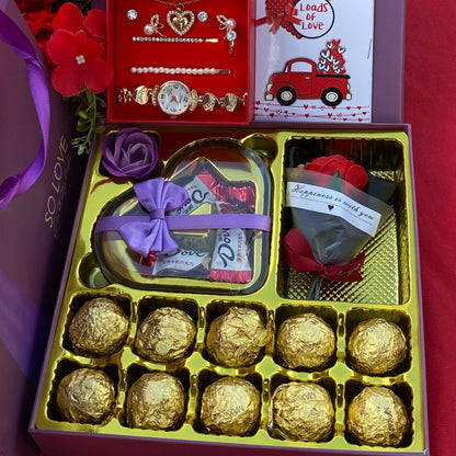 Valentine Jewelry and Chocolate Accessory Gift Set