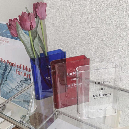 Clear book vase
