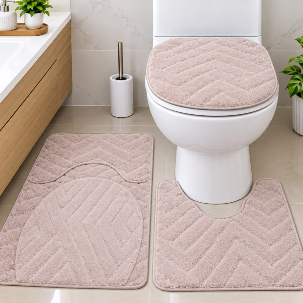 3Pcs  Toilet Mat Set