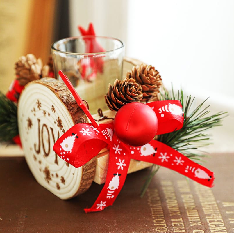Wooden Candlestick Christmas Decoration