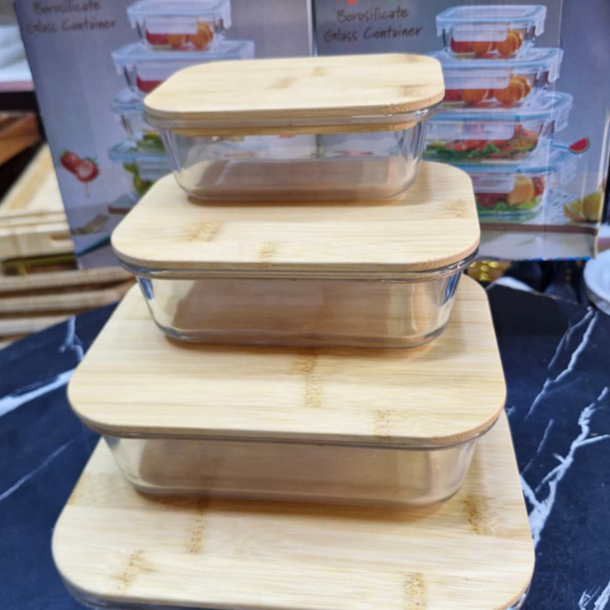 4 In 1 Square Borosilicate Glass Container Set