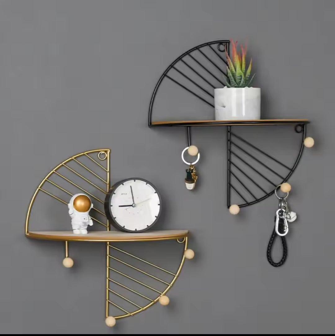 wall-mounted floating shelves.