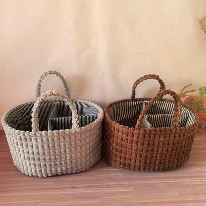 Plush Woolen Oval Partitioned Storage Organizer