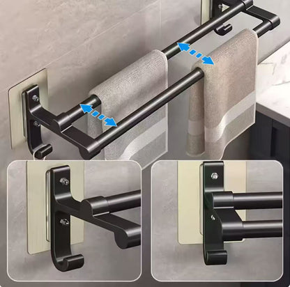 Punch free bathroom towel rack