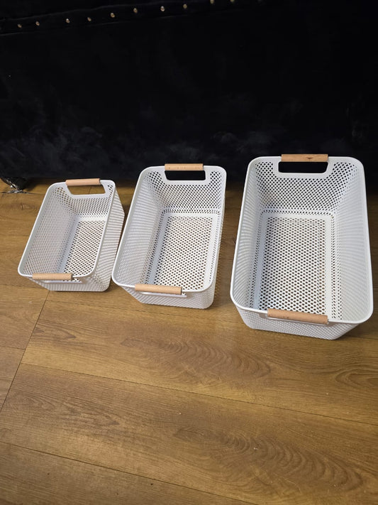 3pcs mesh plastic storage baskets