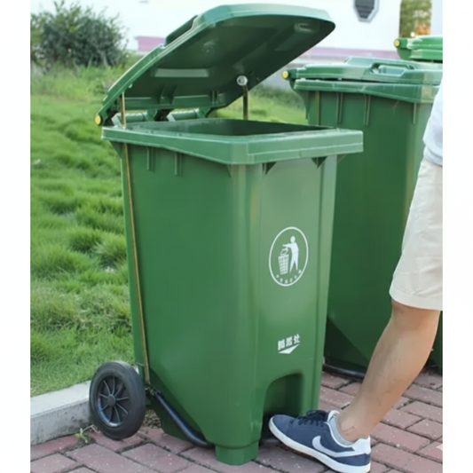 Heavy duty 120 litres pedal dustbin with wheels
