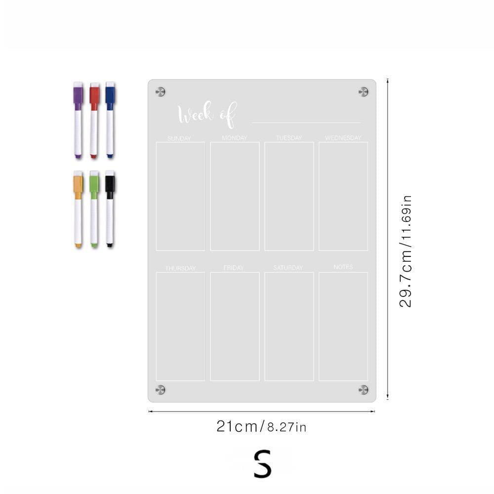 Acrylic weekly planner with erasable pens fridge planner