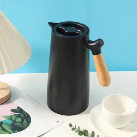 1L Insulated Thermos with Wooden Handle