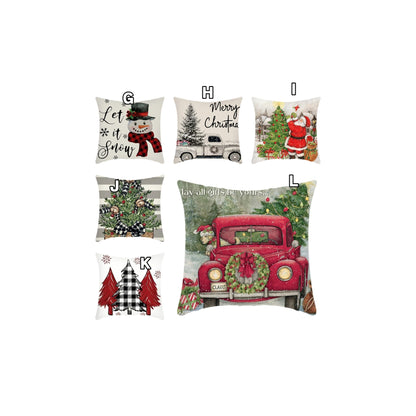 Christmas themed Linen Throw pillow cases