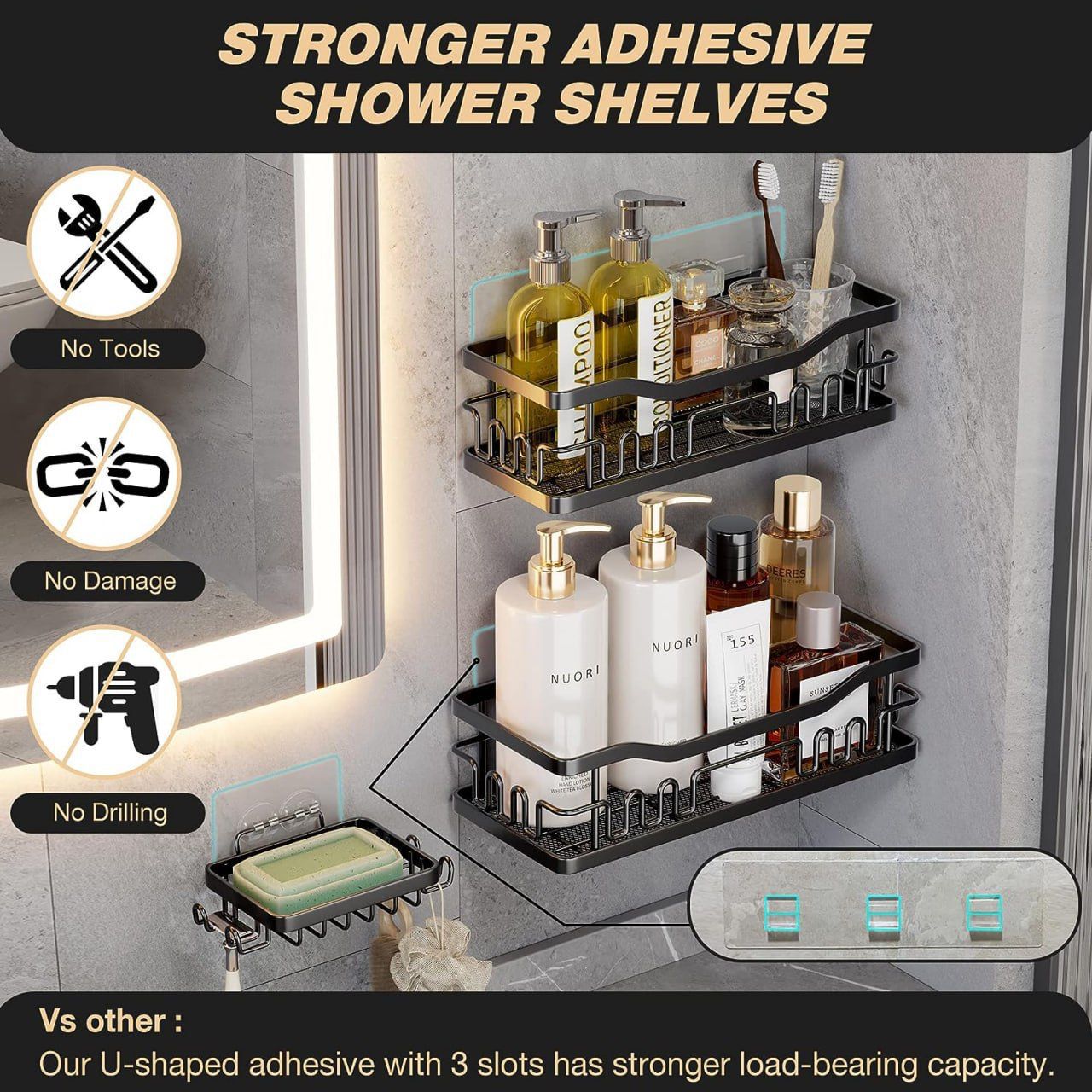 3pc shower caddy shelf