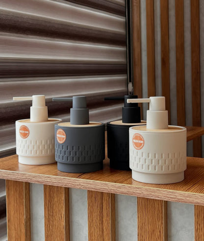 Bamboo lotion soap dispenser