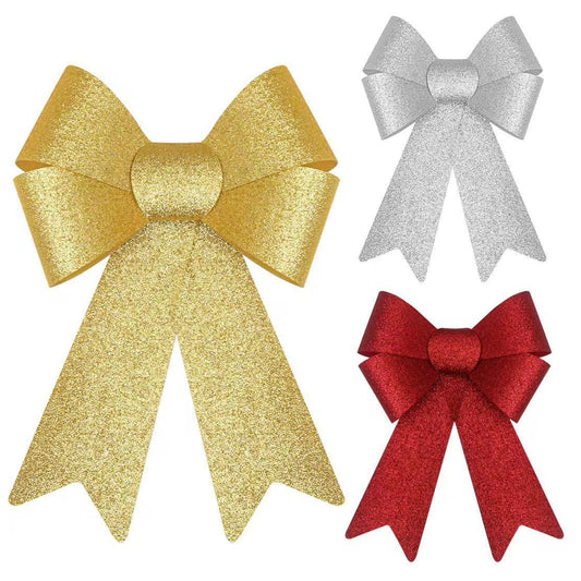 Set of 3 Christmas Tree Ribbons Glittering Christmas Tree Decor Bows