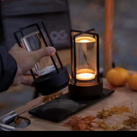  A black lantern-style solar light.