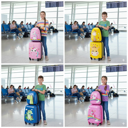2 in 1 cartoon themed kids trolley suitcase