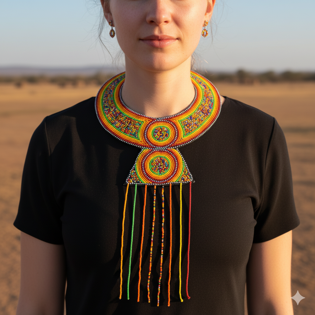 Vibrant Maasai Beaded Statement Necklace
