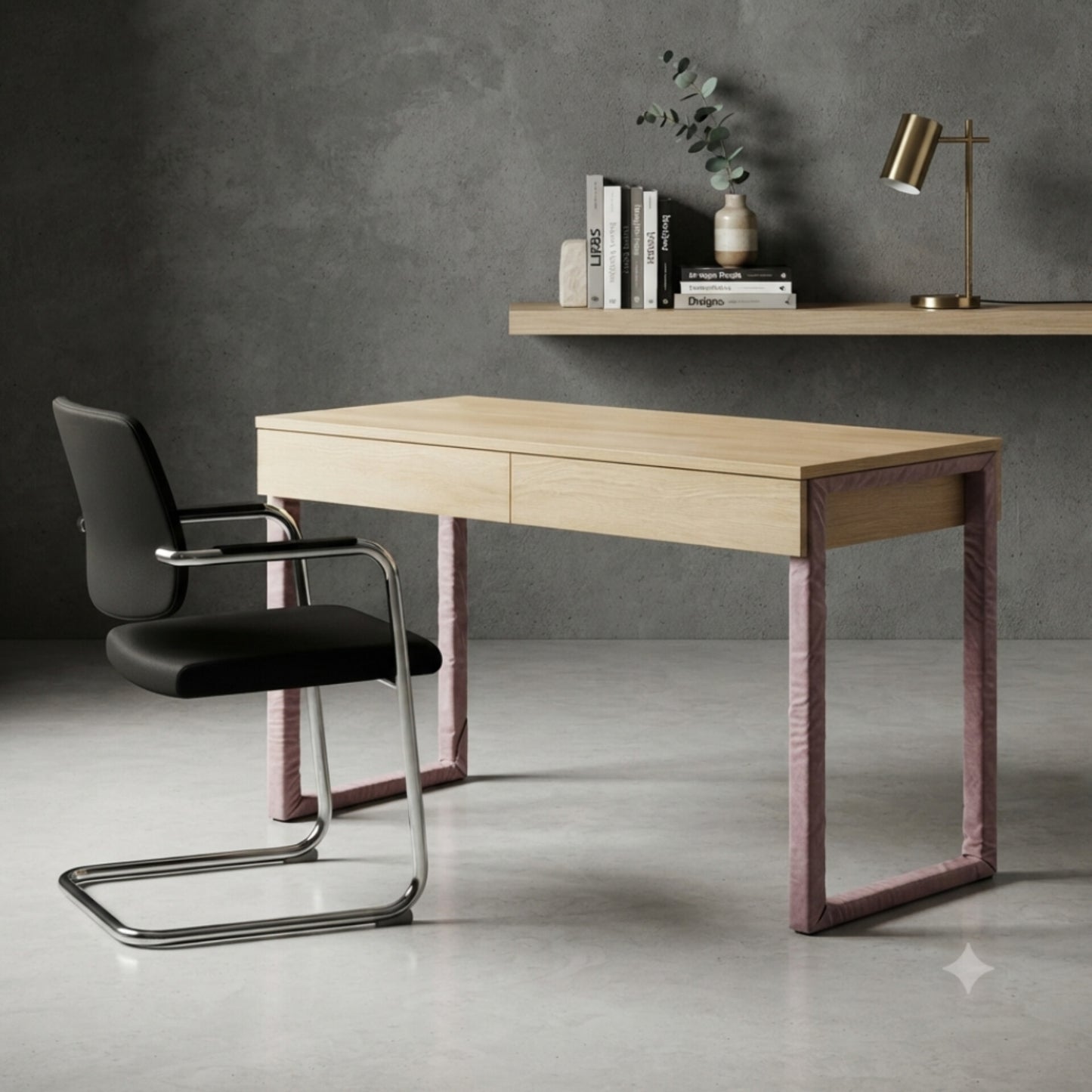 1.2M Wooden Desk with Two Drawers
