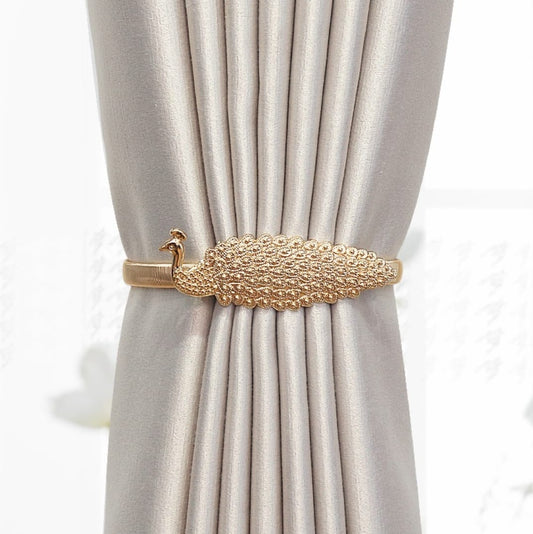 Spring curtain tie-back