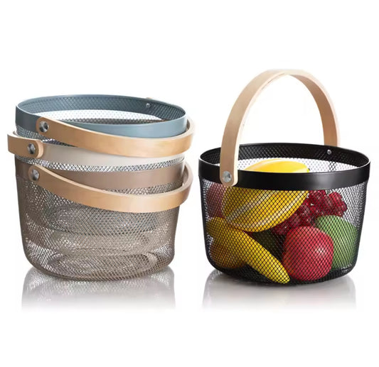 Round pantry mesh wire fruit basket