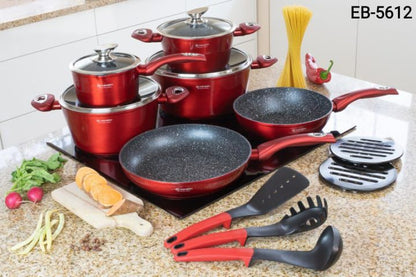 15 Piece Edenburg Cookware Set Red