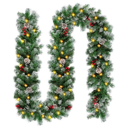 2.8M Christmas Garland With Lights Cones and Berries