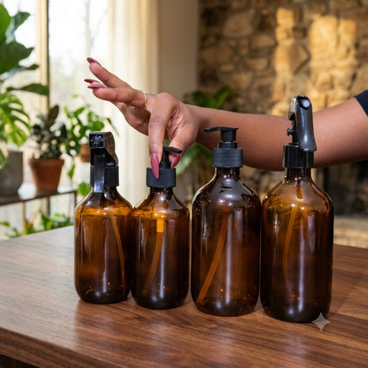 12Pcs Amber Plastic Dispenser and Spray Bottle