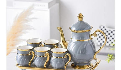 8Pcs Ceramic Tea Set with Tray