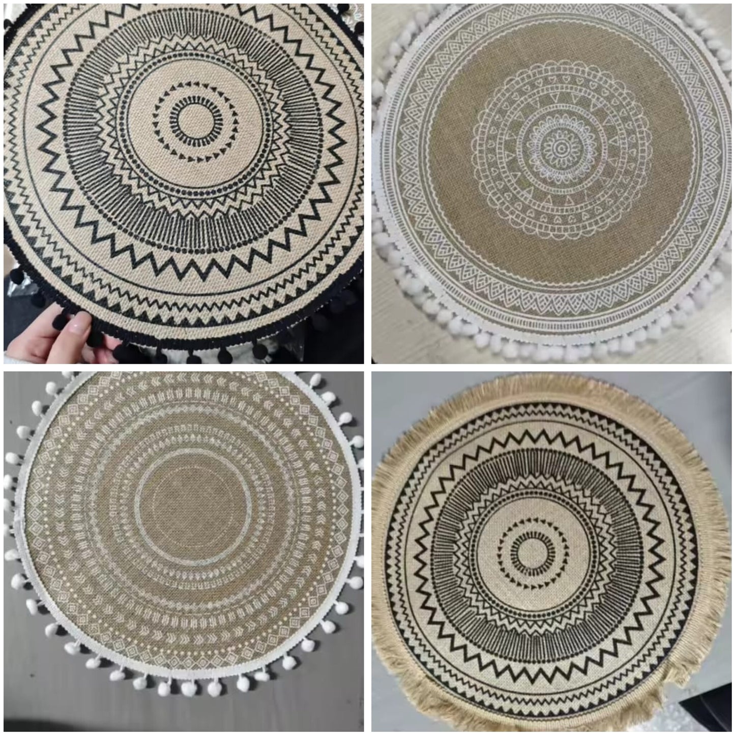 6Pcs Round Woven Jute Table Mats