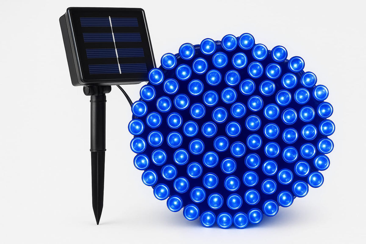 100 Led Blue Solar Fairy Lights 12Meters Long