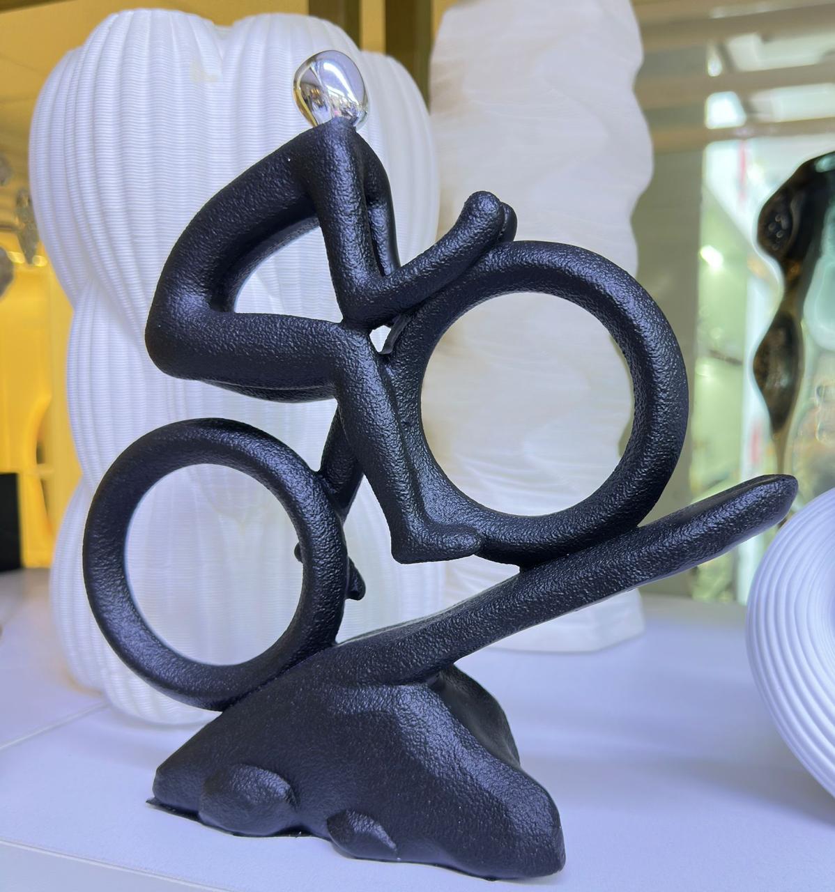 Decorative black metal bicycle sculpture