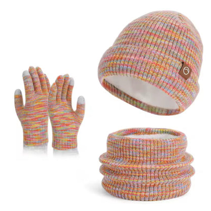 3Pc Knitted Hat Beanie Cap Set