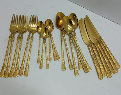 24 Piece gold stainless steel cutlery set