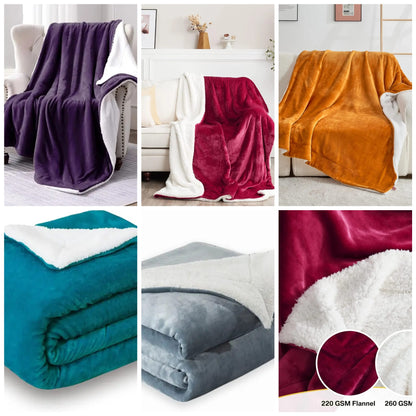 Sherpa flannel throw fleece blanket