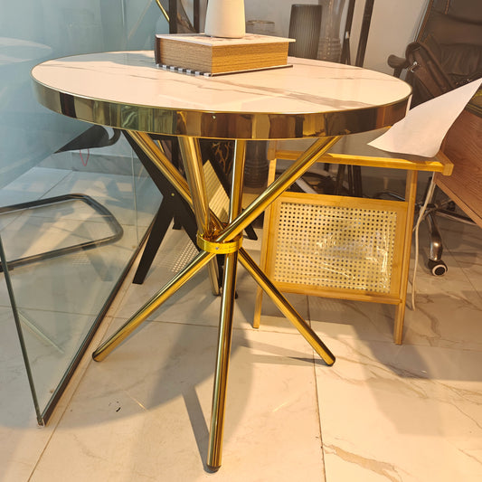 Round table with gold legs
