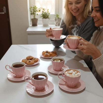 Coloured 1 cup and 1 saucer set