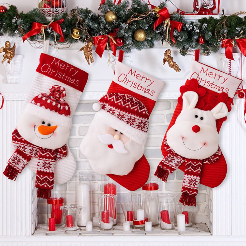 Large Santa Snowman stockings decor
