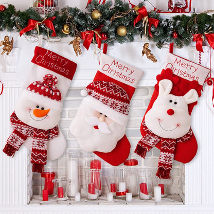 Large Santa Snowman stockings decor