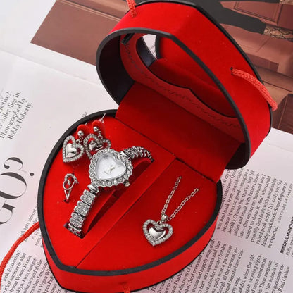 Ladies Heart  Four Piece Jewelry and Watch Gift Set