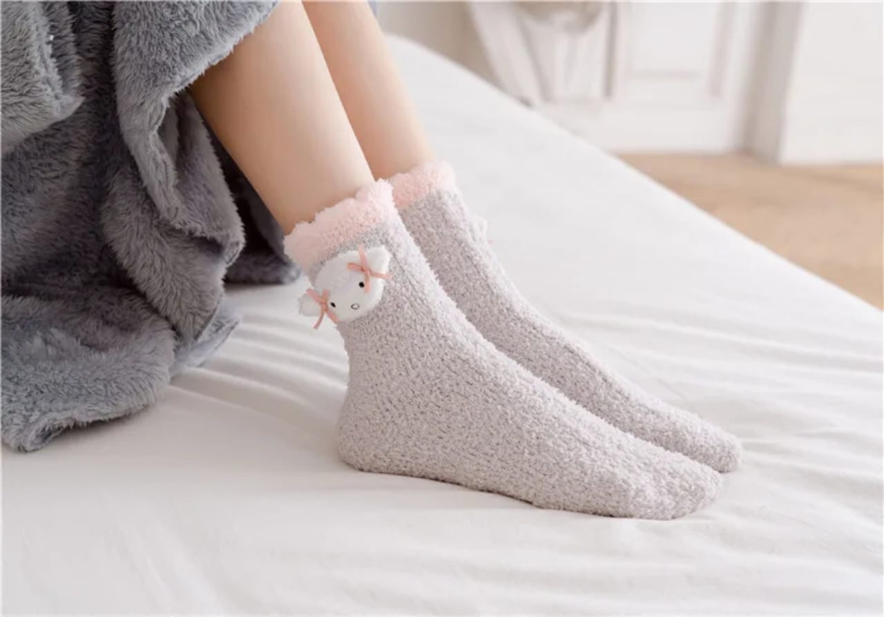 Winter coral fleece socks