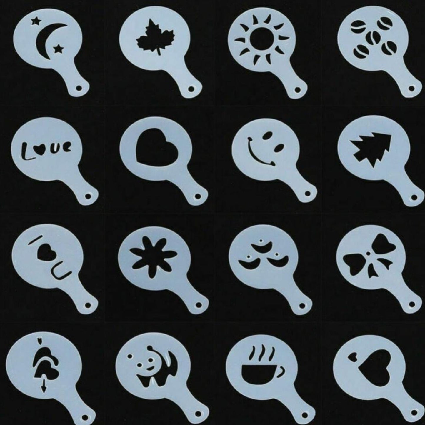16Pcs Cappuccino Coffee Barista Templates
