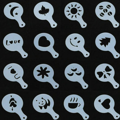 16Pcs Cappuccino Coffee Barista Templates