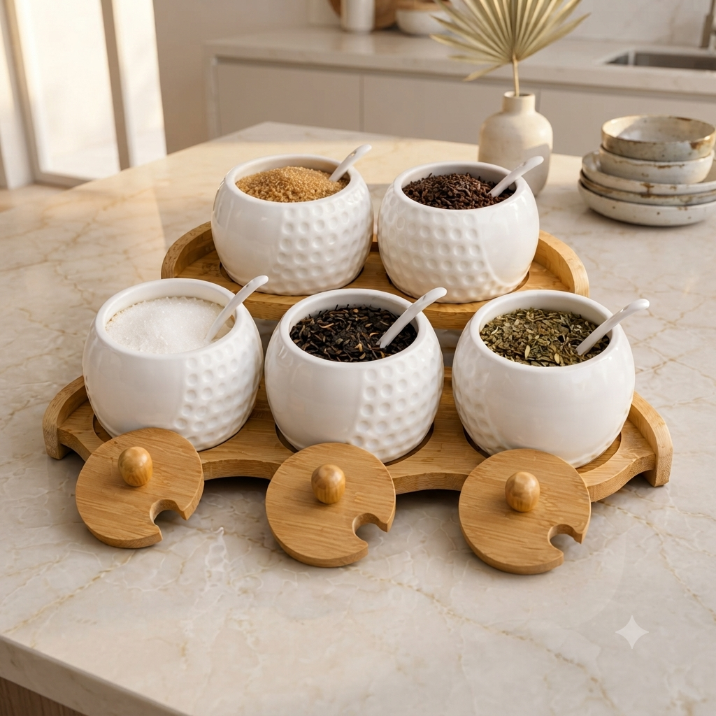 5Pca Ceramic Storage Jar Set