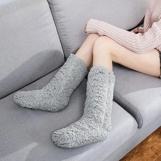 A pair of warm winter floor adult snow socks