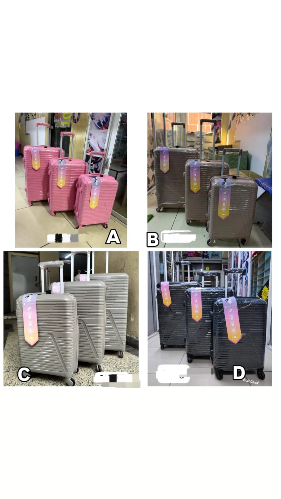 3-in-1  Unbreakable Rubber Hard-Shell Rolling Suitcase Set