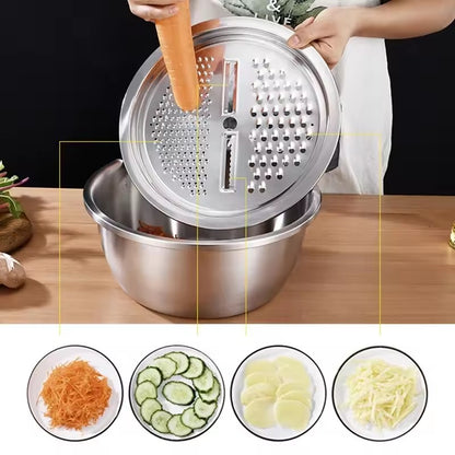 4 in 1 Stainless colander basin,lid and grater