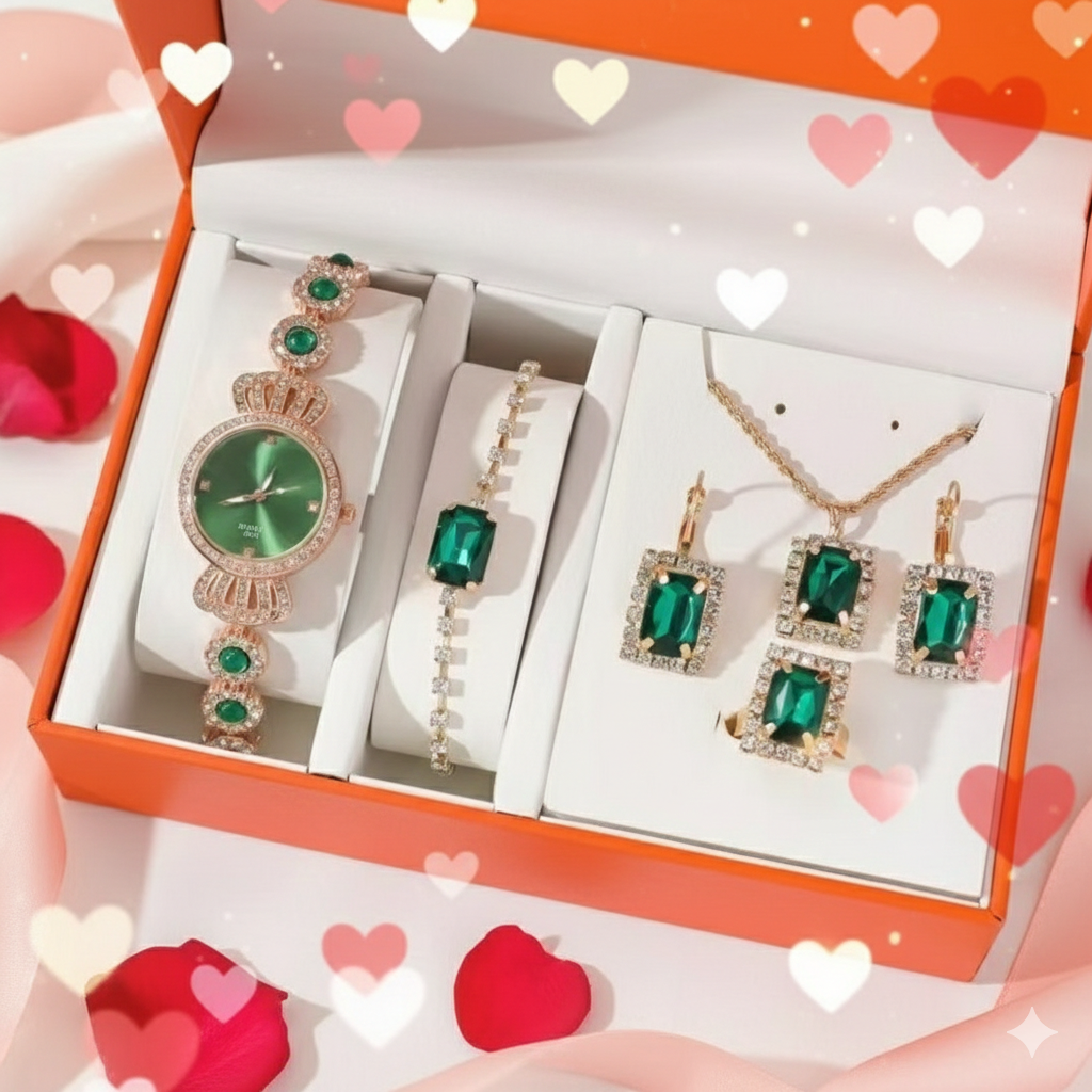 5pcs Ladies Watch and Jewelry Gift Set