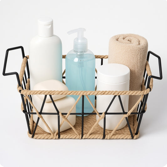 Woven wire storage basket