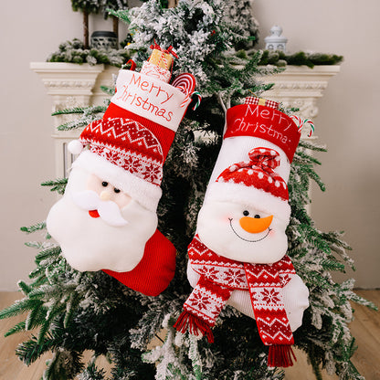 Large Santa Snowman Elk  Knitted Christmas Fireplace Socks