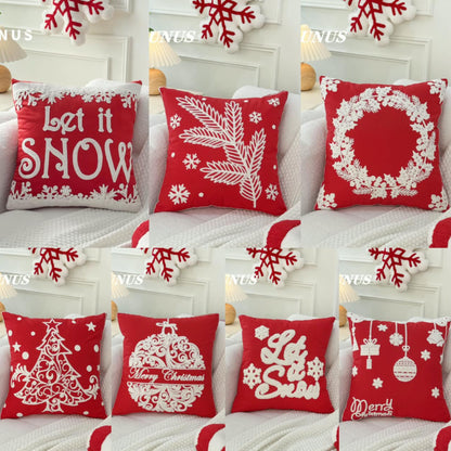 Christmas Tree Snowflake Embroidery Pillow Cover 45x45cm