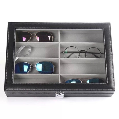 8 Slot PU Leather Sunglasses Organizer Box