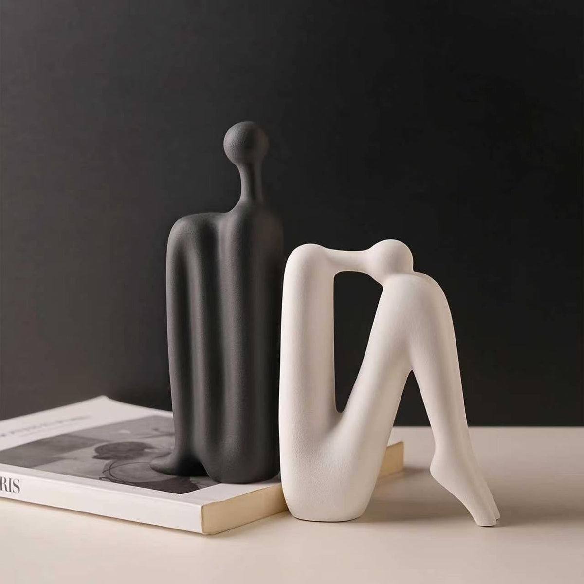 Abstract Figure Ceramic Bookends Set